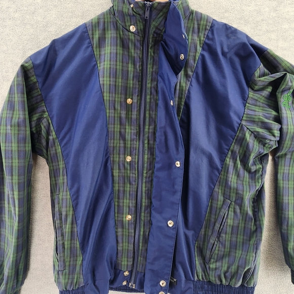 VTG ProQuip Jacket Mens Medium Blue Green Plaid Waterproof Hidden Zipper Tartan - Picture 4 of 16